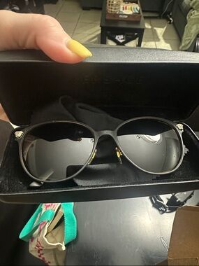 Versace Black Frame Sunglasses with Dark Gray Lenses
